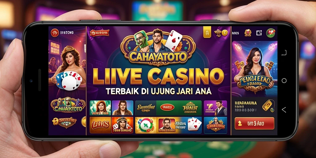 Screenshot menampilkan dealer profesional dan meja permainan Live Casino.