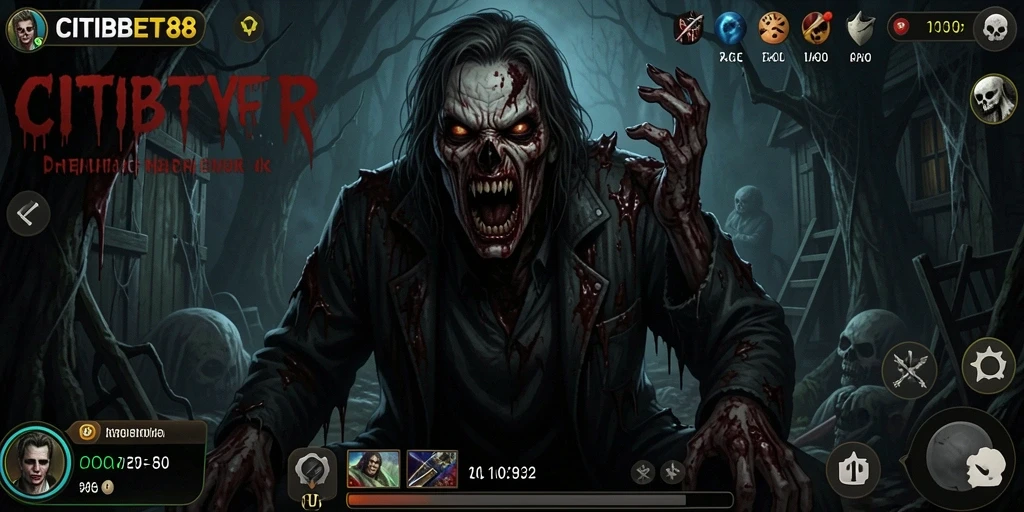 Screenshot utama CITIBET88 menunjukkan momen menegangkan dalam gameplay horor.