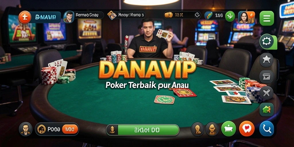 Tampilan gameplay seru dari DANAVIP dengan fitur poker yang menarik.