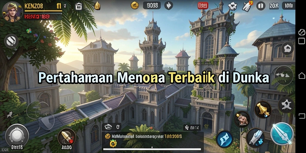 Screenshot KENZO188 menampilkan pertempuran seru dalam gaya Tower Defense.