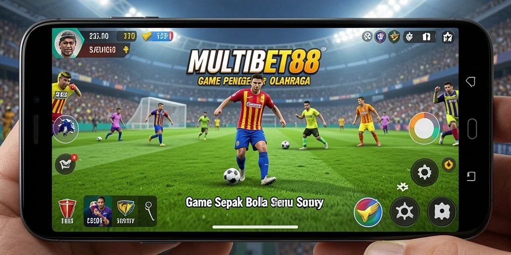 Screenshot gameplay yang menggambarkan keseruan pertandingan sepak bola.
