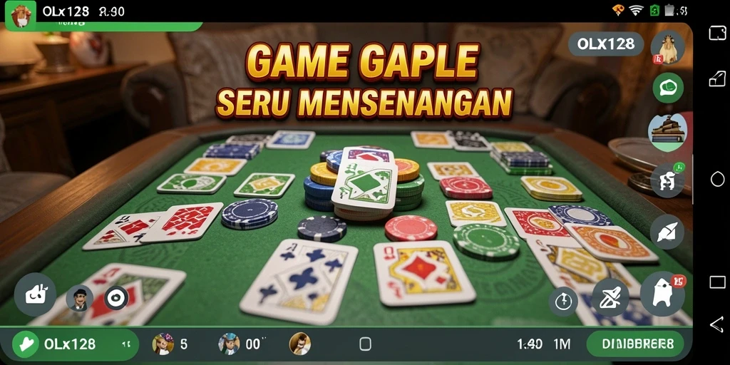 Screenshot gameplay OLX128 menampilkan suasana seru saat bermain Gaple.