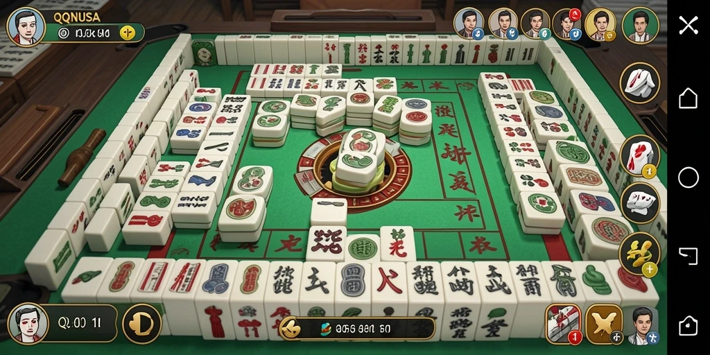 Tangkapan layar QQNUSA menunjukkan gameplay Mahjong yang mendebarkan.