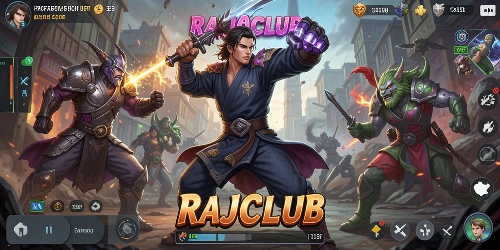 Gambaran gameplay RAJACLUB yang mendebarkan dalam pertarungan Fighting.