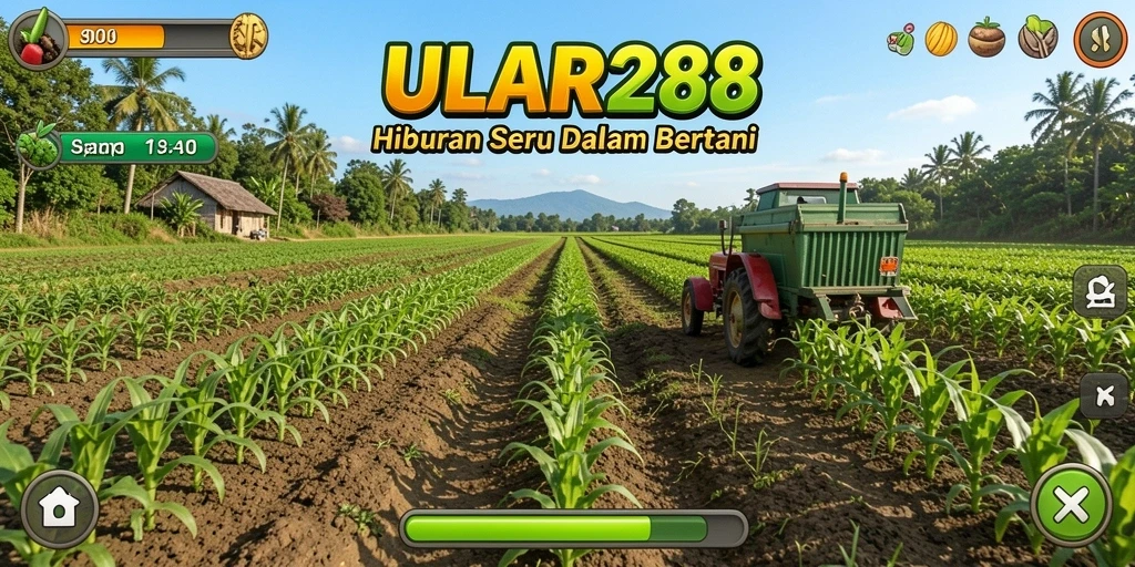 Tampilan screenshot ULAR288 menunjukkan kegiatan bertani yang menyenangkan dan interaktif.