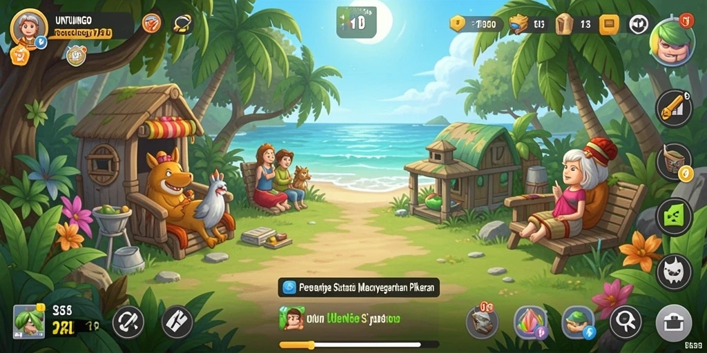 Tampilan gameplay UNTUNGGO yang menyenangkan dan penuh warna.